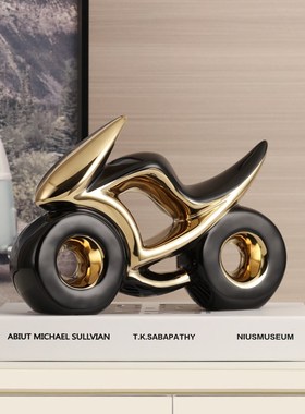 佳感陶瓷摩托机车模型轻奢玄关酒柜摆件创意办公室桌面装饰品