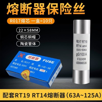 R017熔断器22x58MM 陶瓷保险丝管熔断器熔芯 63A 80A 100A 125A