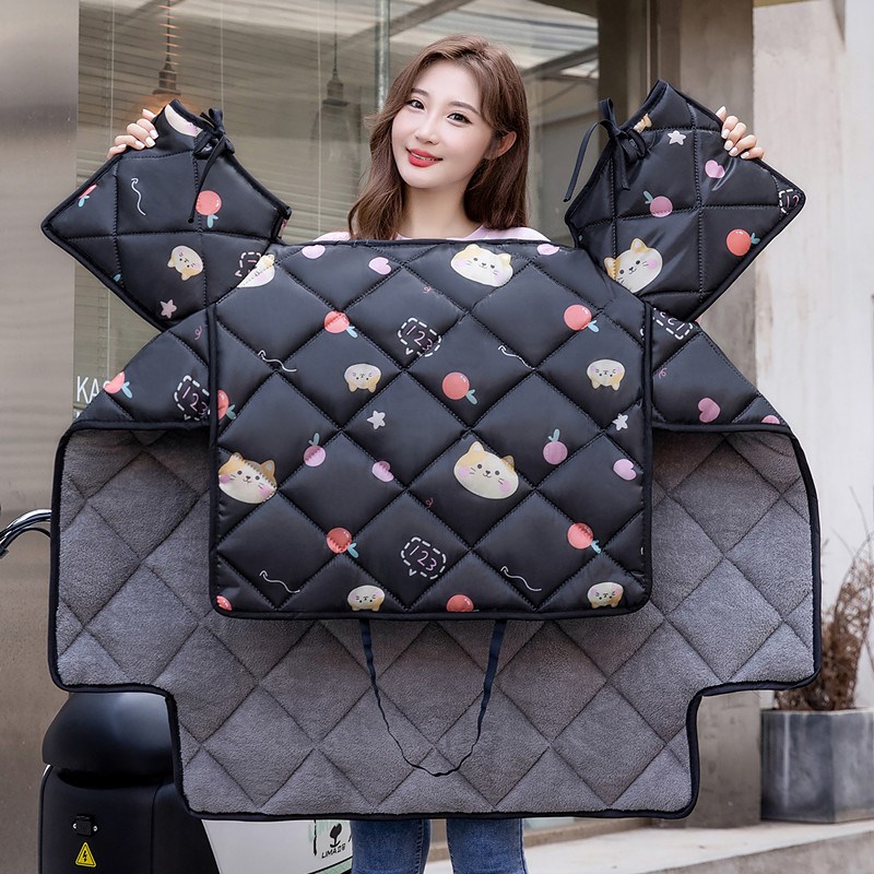 电动车挡风被冬季加绒保r暖加厚电瓶车防水挡风衣三轮踏板车防风