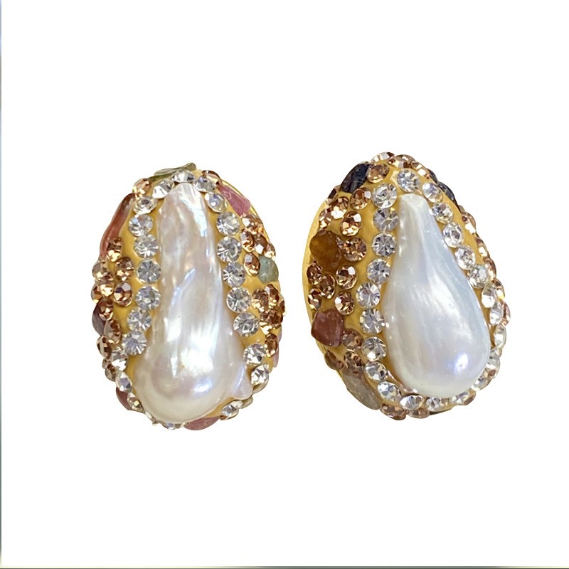 2024新款抖音爆款小众设计ins潮巴F洛克珍珠耳钉耳环耳饰925银厂