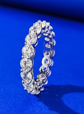 新款S925银排钻戒指女欧美inBs时尚4mm满钻戒指送礼品一件代发