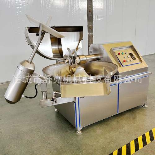 诸城全自动撒尿牛丸变频斩拌机牛肉丸馅料快速斩切加工成套设备
