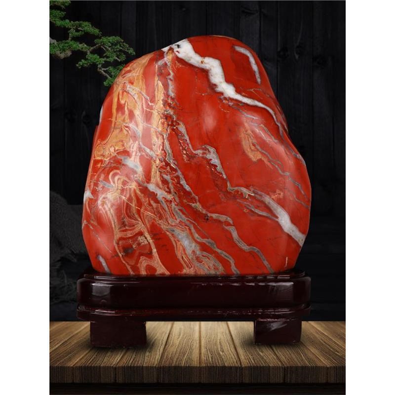 启跃红碧玉原石摆件天然南非家居观赏石奇石客厅办公室鸡血石石头