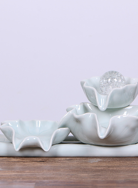 陶瓷自动循环流水养鱼盆鱼缸增氧过滤器室内喷泉瀑布装饰造景摆件