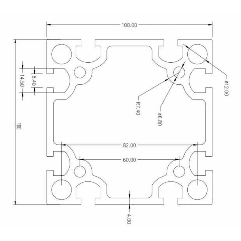 工业铝型材100100欧标国标重型流水线型材100*100铝合金型材方