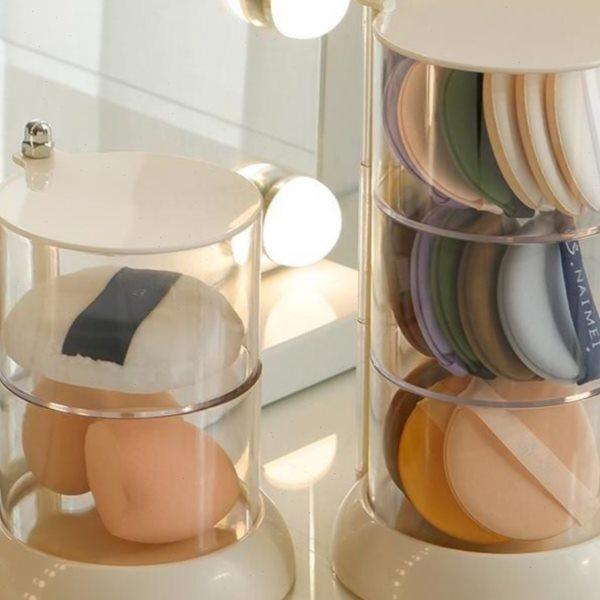 美妆蛋收纳盒粉扑收纳盒大号透明旋转式化妆收纳盒防尘多层置物架,收纳整理,美妆蛋收纳盒/架,淘宝优惠券,粉丝福利购,淘宝优惠卷
