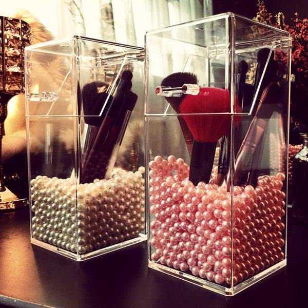 亚克力化妆刷收纳桶筒眉笔美妆刷具桶网红刷子收纳盒防尘有盖珍珠,收纳整理,化妆刷收纳盒/桶,淘宝优惠券,粉丝福利购,淘宝优惠卷