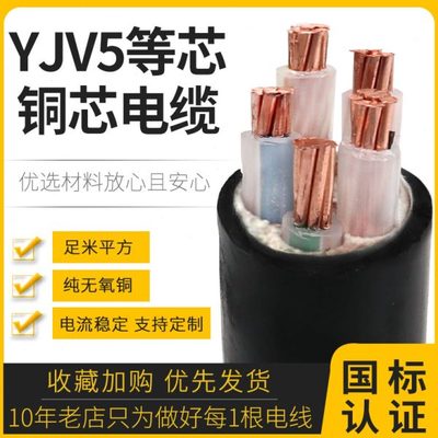 阳谷绿灯行国标铜芯5等芯电缆电线铜线户外ZCYJV5*16平方足米阻燃