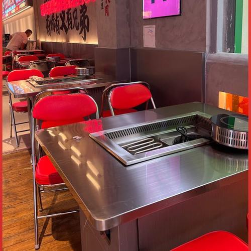 火锅餐厅桌椅商用折叠桌烤涮一体摆摊串串香韩式烤肉专用组合定制