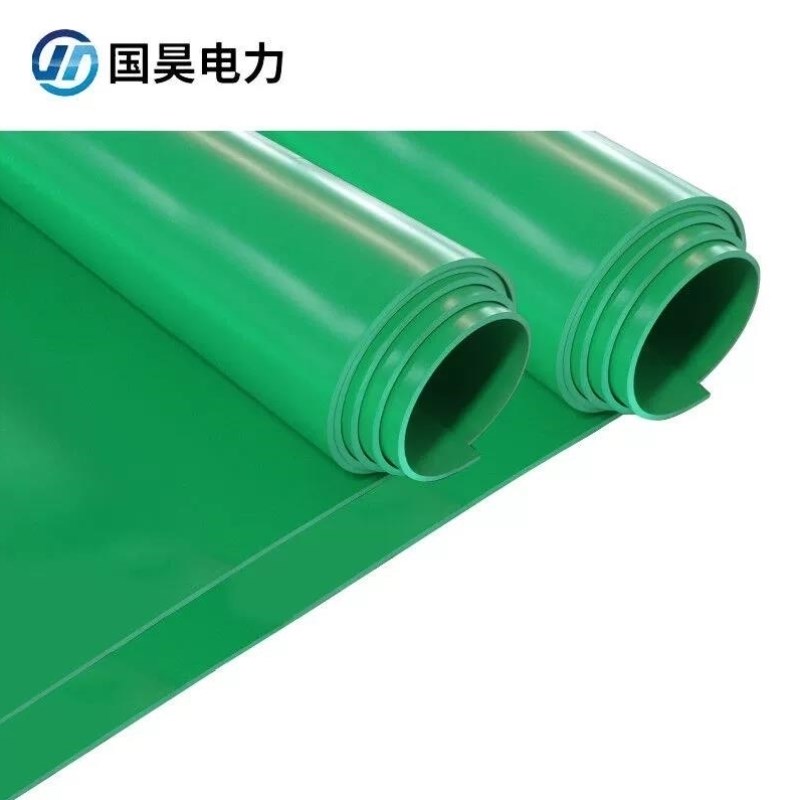 国昊电力绝缘胶垫i绿色平面10kV5mm厚1米*5米绝缘胶板绝缘毯橡胶