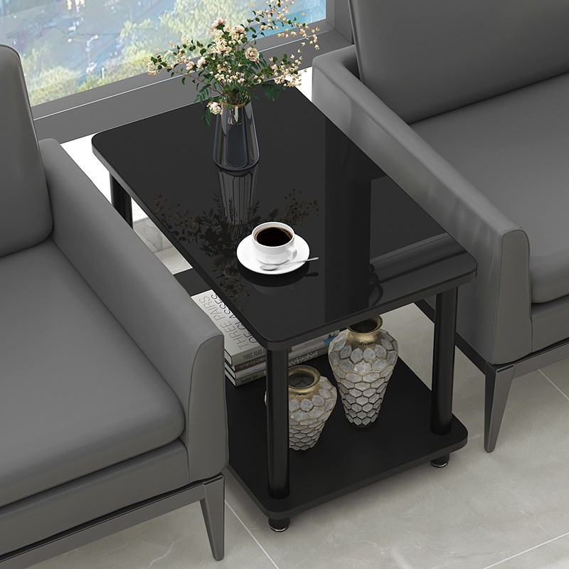 办公沙发中d间小茶几单人办公室商务接待钢化玻璃边几角几小方桌