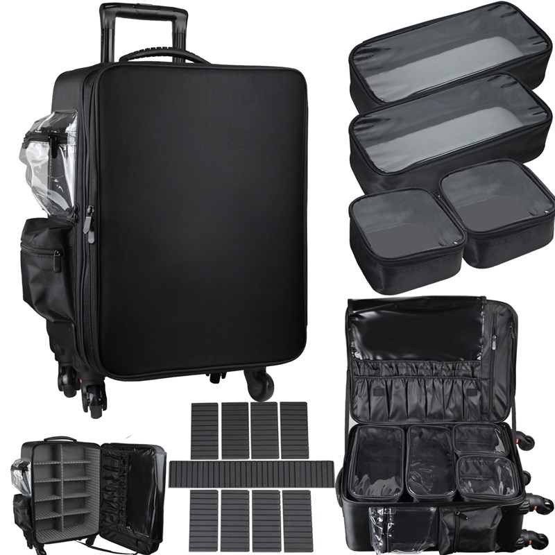 大容量专业化妆箱拉杆箱跟妆师收纳箱多功能P纹绣美甲美容工具箱