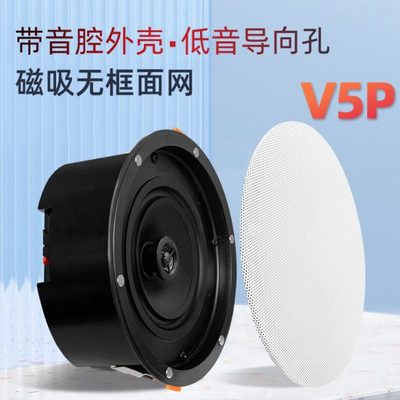 创智JiHiFi-V5P带箱体吸顶音响低频倒相孔高低音2分频同轴音响