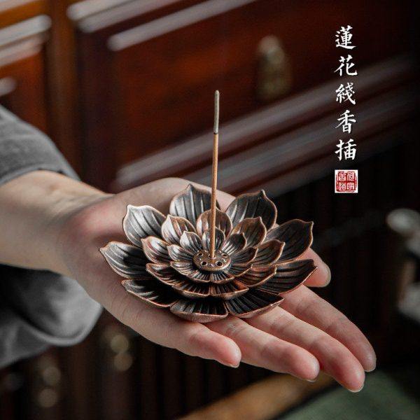 香插荷风莲花仿古铜茶道多孔檀线香炉线香香座托供佛禅意香薰炉,家居饰品,香托/香盘/香座/香插,淘宝优惠券,粉丝福利购,淘宝优惠卷