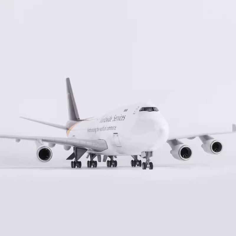 波音747UPS国k际快运20cm47cm实心合金飞机模型礼品带轮摆件包邮