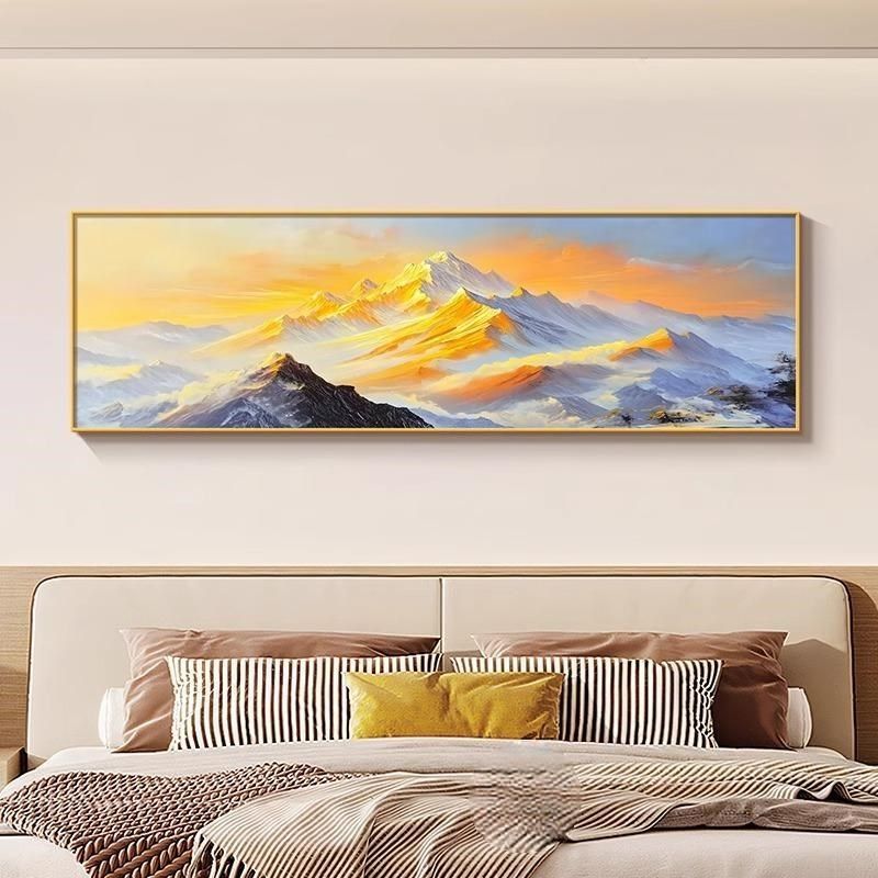 日照金山床头装饰画主卧墙画高级感现代简约客厅壁画房间卧室挂画