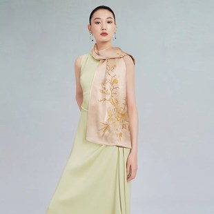 【七夕礼物】万事利真丝丝巾女妈妈双面长巾披肩礼盒装幽兰花意