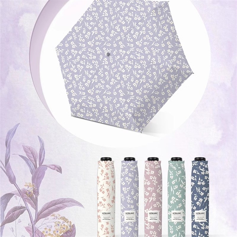 黑胶轻量138g日系羽毛三折伞防紫外线遮阳防晒太阳伞女折叠铅笔伞