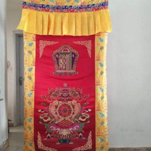 精品藏式门帘 十相自在 红色组合八宝图案 2&times;1米