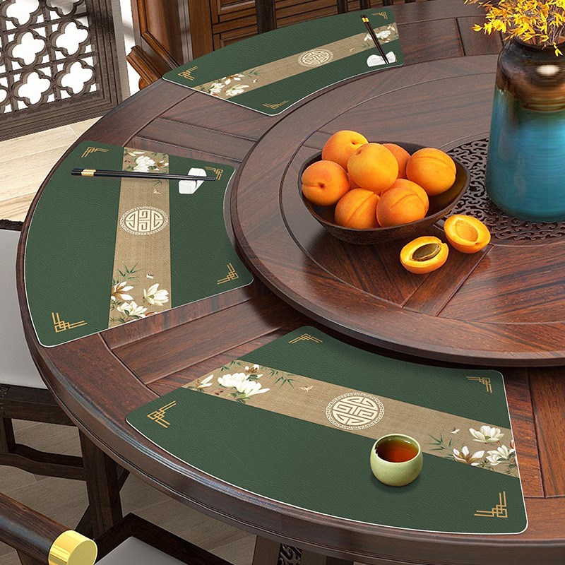 扇形餐垫圆桌g新中式中国风防水防油隔热酒店碗餐具垫防烫西餐桌