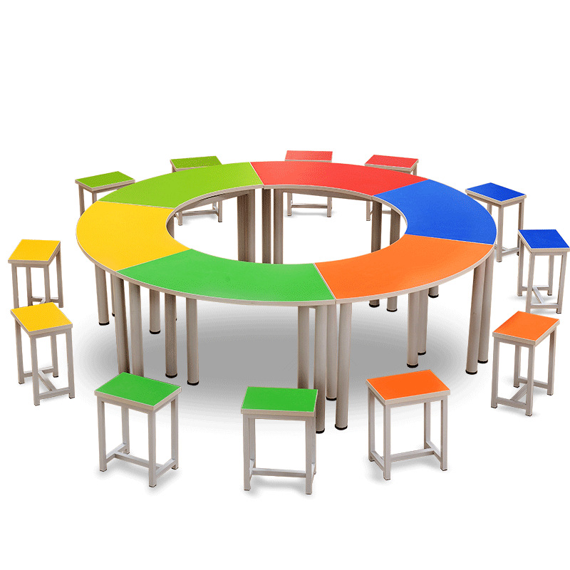 六边形会议桌团体活动室拼接课桌心理辅导圆形培训桌梯形学生桌椅