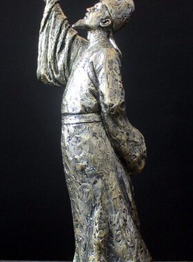 创意古代人物李白雕像公仔中式客厅格子柜书房家居装饰品工艺摆件