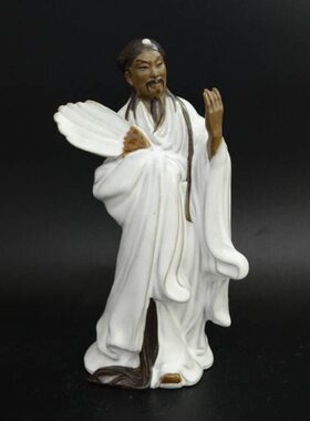 石湾陶瓷诸葛亮摆件 家居艺术饰品三国人物礼品摆设 神机妙算孔明