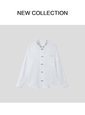 【小玉米专属】新款白色刺绣中式衬衫 C3F58026B