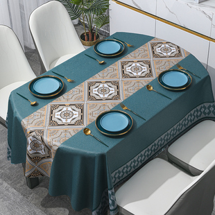 PVC桌布防水防油防烫免洗圆餐桌B布家用长方形民族风轻奢ins茶几