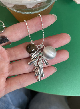 韩国博主同款银色水滴吊坠项链小众ins风高级感百搭时尚毛衣配饰