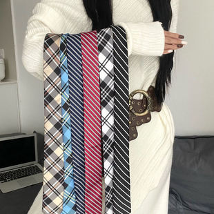 红色条纹腰带女复古小众长条窄丝巾辣妹风y2k学院风腰间装饰飘带