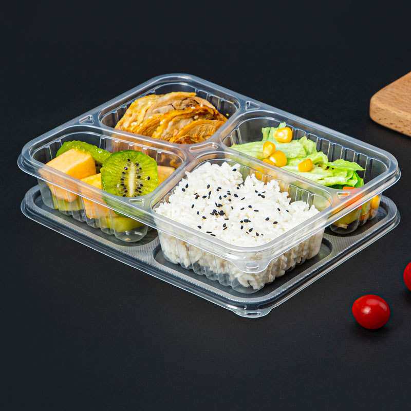 赛卓一次性餐盒四格塑料外卖打包盒带盖长方形快餐盒便当饭盒