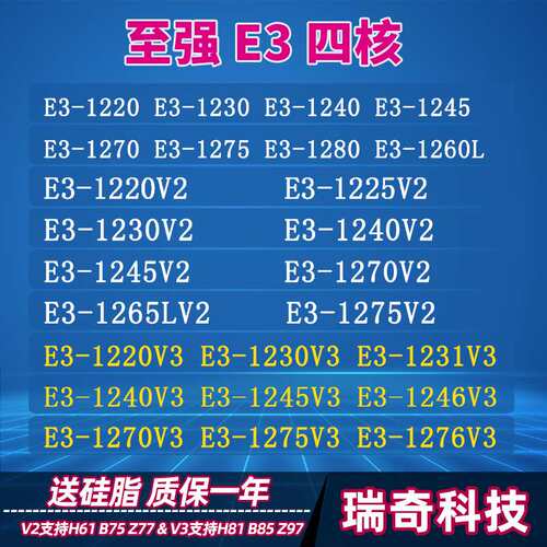 E3-1220 1240 1245 1225 1230V2 E3 1230V3 1231V3 1155 1150 CPU