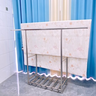 不锈钢特厚挂晒衣架落地阳台晾被室外卧室伸缩双杆折叠晾衣架落地