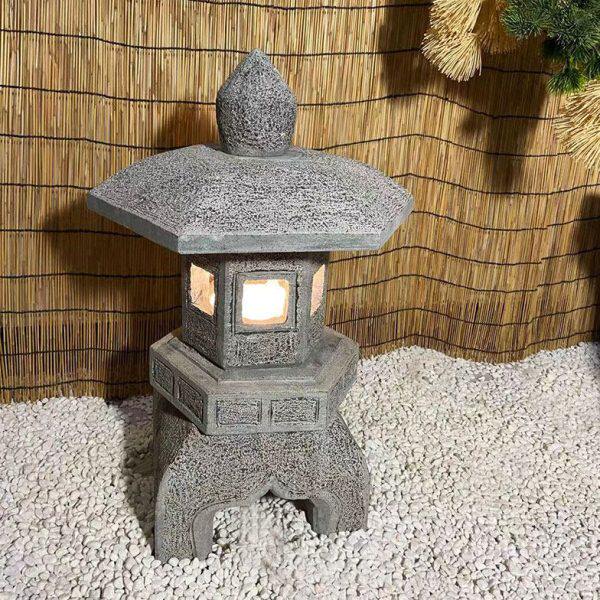 石灯笼日式庭院仿古中式太阳能石灯户外石头灯塔景观石雕禅意摆件