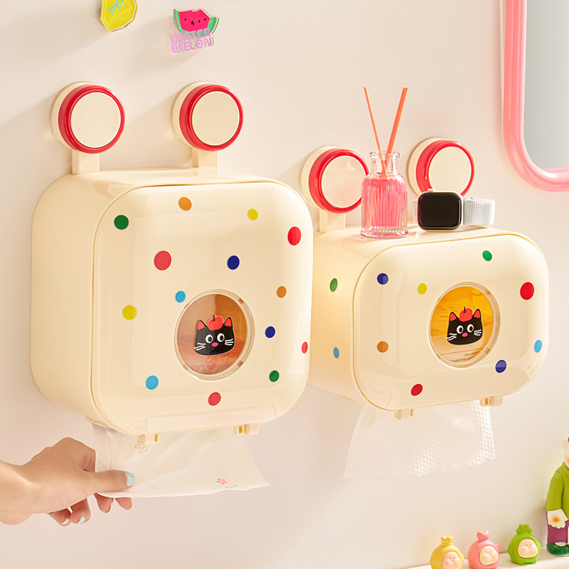 多巴胺吸盘卫生间纸巾盒免打孔壁