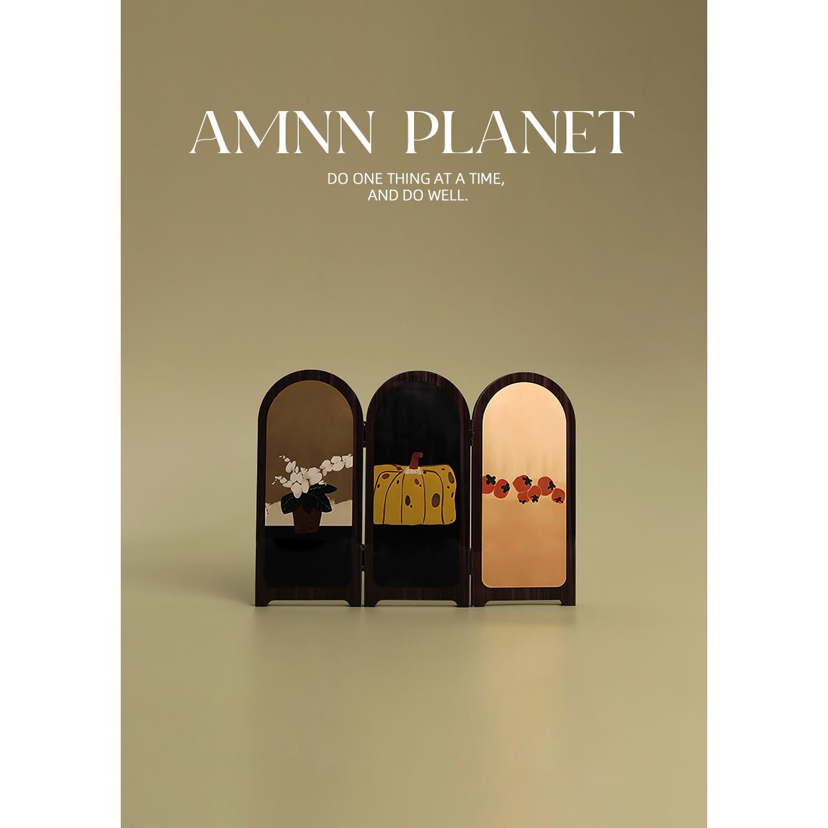 AMNN 中古风美拉德装饰画摆件创意高级感桌面摆件小众可折叠屏风