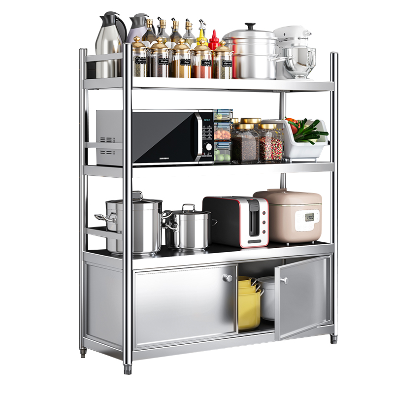 A9L不锈钢厨房置物架碗柜储物柜子家用落地多层多功能简易货架餐