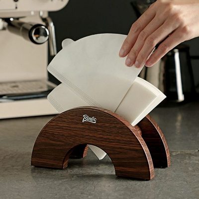 Bincoo手冲咖啡滤纸收纳底座实木 过滤纸V60滤纸收纳架扇形胡桃木