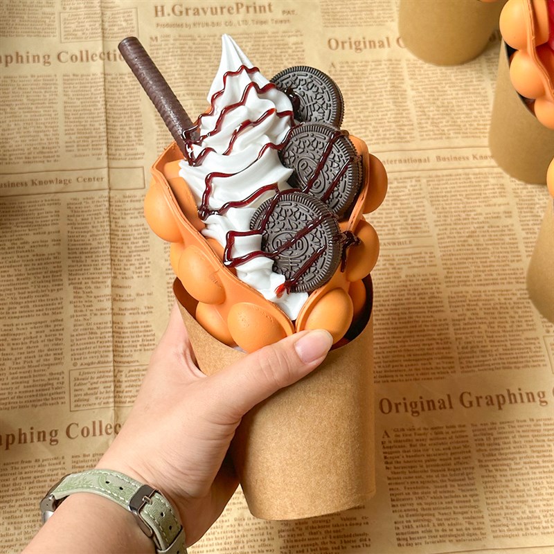 真具鸡品蛋冰淇淋型假仿冰饰激凌A装甜模示窗店橱展样仔品2647摆