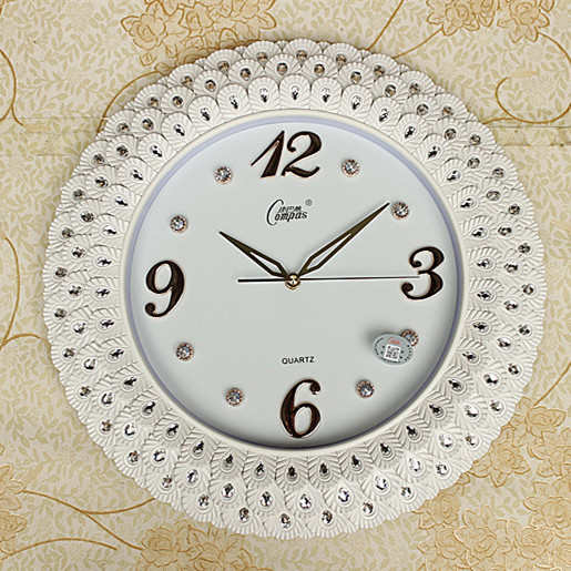 挂钟客厅表玻璃孔雀o卧室康巴个性简约欧式大钟时钟现代静丝创意