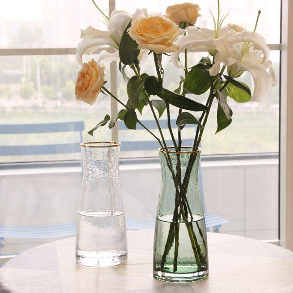 北欧玻璃花瓶 透明 冷纹客厅插花玫瑰百合鲜花干花家用花器摆件,家居饰品,花瓶,淘宝优惠券,粉丝福利购,淘宝优惠卷