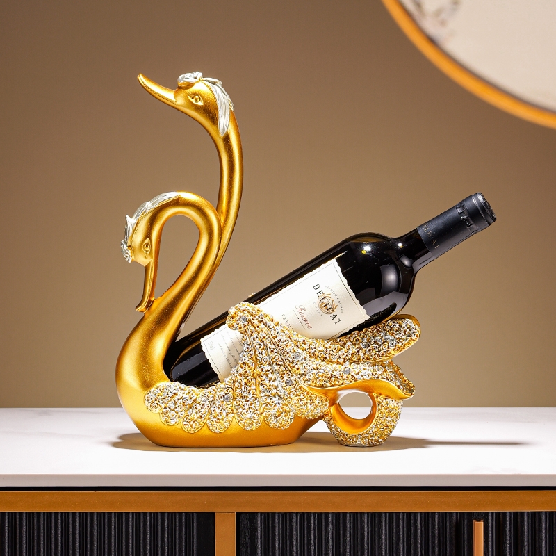 2024新款红酒架子斜放天鹅y摆件网红酒瓶架酒柜洋酒摆放展示架轻