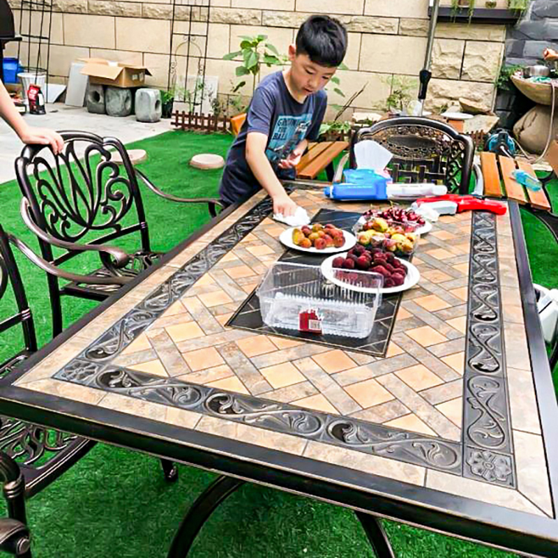 户外铸铝烧烤餐j桌庭院露台花园别墅铁艺室外休闲家用外摆电烤桌