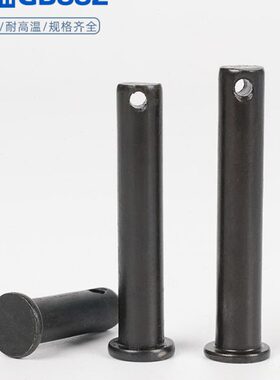 黑销轴GB882平头带孔销定位销圆柱销Q235钢 ￠8 ￠10￠12带孔销子