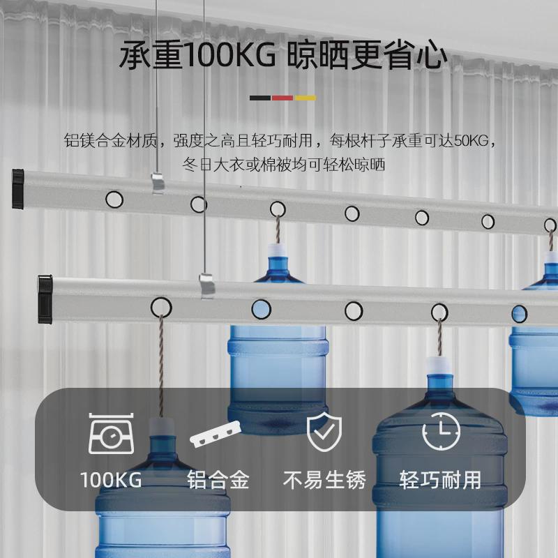 JW阳台室e内升降晾衣架手摇双杆式加厚晾衣杆凉衣架包安装W-O