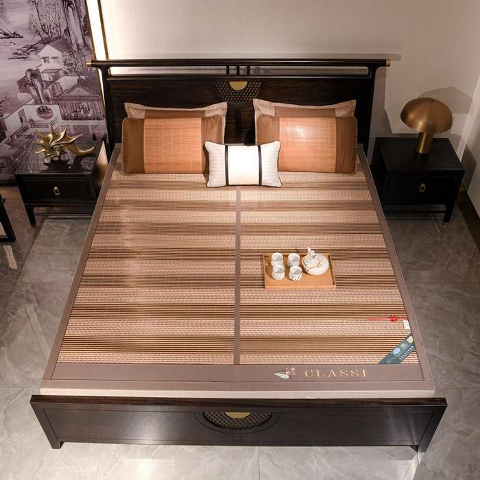 凉席竹席生态居家新款可s折叠式夏季空调双面藤席竹炭纤维古法匠