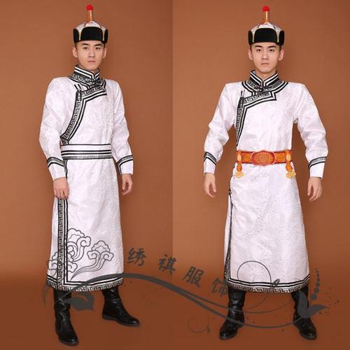 男士蒙古服装长款传统蒙古袍民族服装婚礼服饰成人新款蒙古演出服