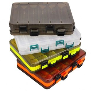 双面路亚盒木虾盒20*17*4.5CM加厚工具盒半透明鱼饵收纳盒配件盒