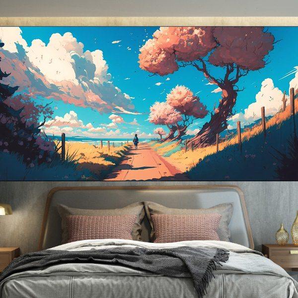宫崎骏动漫风景墙布挂布宿舍卧室床头背景墙装饰背景布遮丑画布,居家布艺,挂毯/壁毯,淘宝优惠券,粉丝福利购,淘宝优惠卷